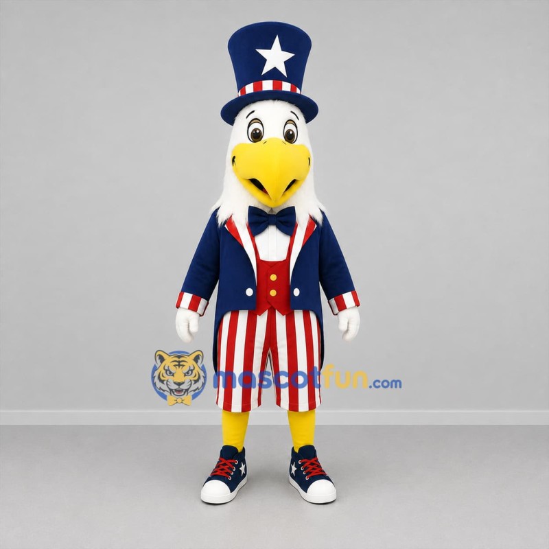 Custom Red White and Blue Patriotic Eagle Mascot Costume Adult Full Body Suit for Independence Day Parades