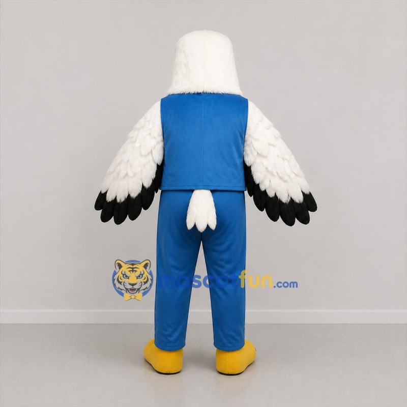 Custom White and Blue Formal Eagle Mascot Costume Adult Full Body Suit for Celebrations