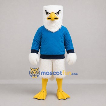 Custom White and Blue Eagle Mascot Costume Adult Full Body Suit for Sports Events