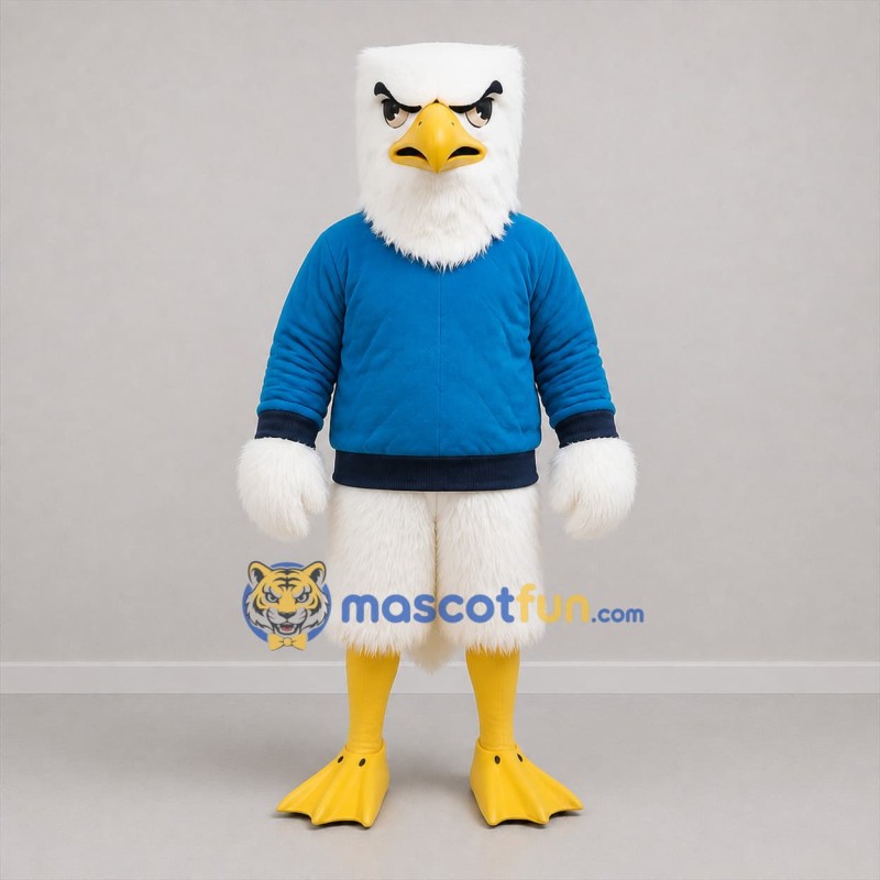 Custom White and Blue Eagle Mascot Costume Adult Full Body Suit for Sports Events