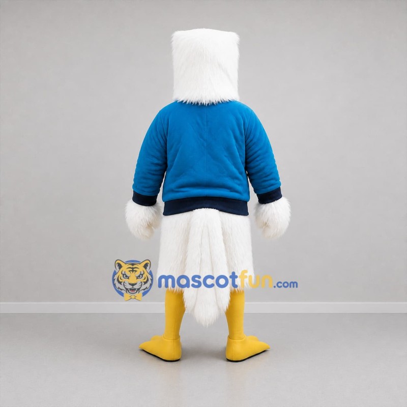 Custom White and Blue Eagle Mascot Costume Adult Full Body Suit for Sports Events
