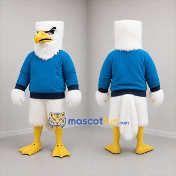 Custom White and Blue Eagle Mascot Costume Adult Full Body Suit for Sports Events