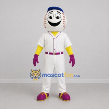 Custom White and Purple Baseball Mascot Costume Adult Full Body Suit for Baseball Games