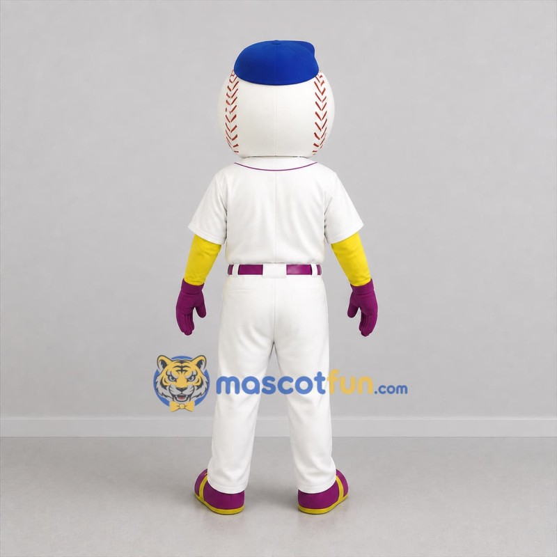 Custom White and Purple Baseball Mascot Costume Adult Full Body Suit for Baseball Games