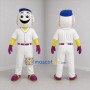 Custom White and Purple Baseball Mascot Costume Adult Full Body Suit for Baseball Games