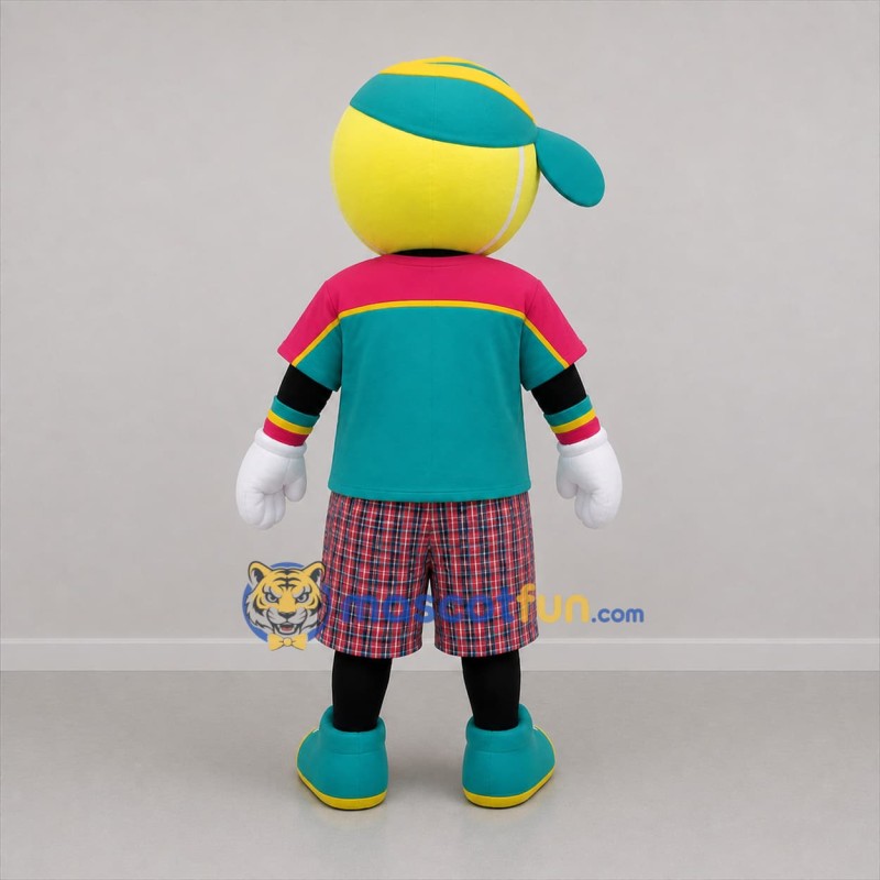 Custom Yellow and Teal Tennis Ball Mascot Costume Adult Full Body Suit for Tennis Events