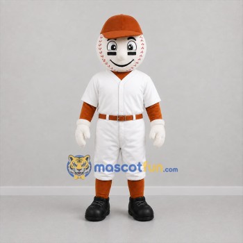 Custom White and Brown Baseball Mascot Costume Adult Full Body Suit for Baseball Games
