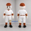 Custom White and Brown Baseball Mascot Costume Adult Full Body Suit for Baseball Games