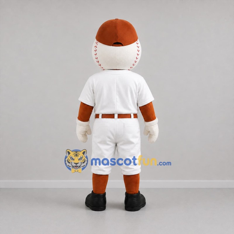 Custom White and Brown Baseball Mascot Costume Adult Full Body Suit for Baseball Games