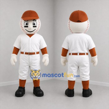 Custom White and Brown Baseball Mascot Costume Adult Full Body Suit for Baseball Games