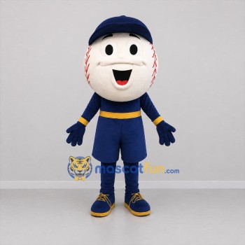 Custom White and Navy Blue Baseball Mascot Costume Adult Full Body Suit for Baseball Games