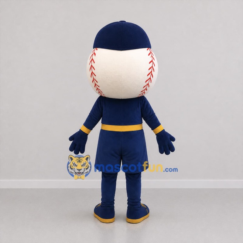 Custom White and Navy Blue Baseball Mascot Costume Adult Full Body Suit for Baseball Games