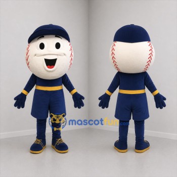 Custom White and Navy Blue Baseball Mascot Costume Adult Full Body Suit for Baseball Games