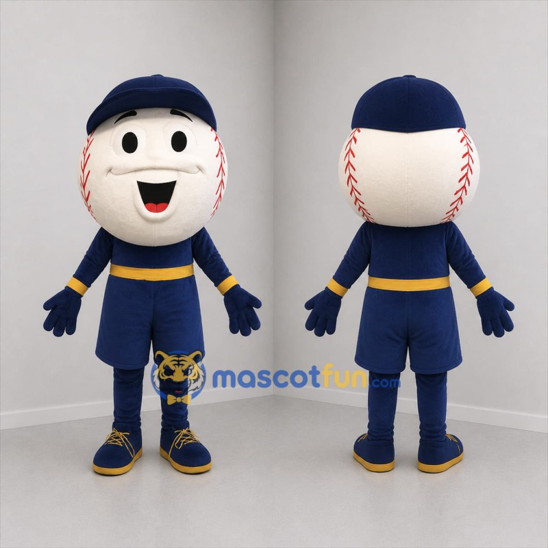 Custom White and Navy Blue Baseball Mascot Costume Adult Full Body Suit for Baseball Games