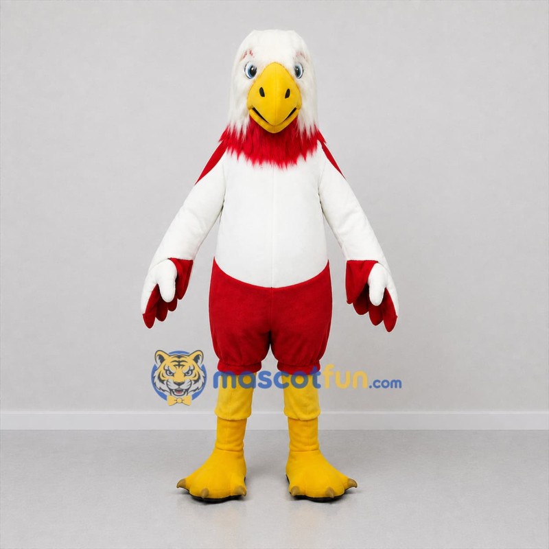 Custom White and Red Eagle Mascot Costume Adult Full Body Suit for Sports Events
