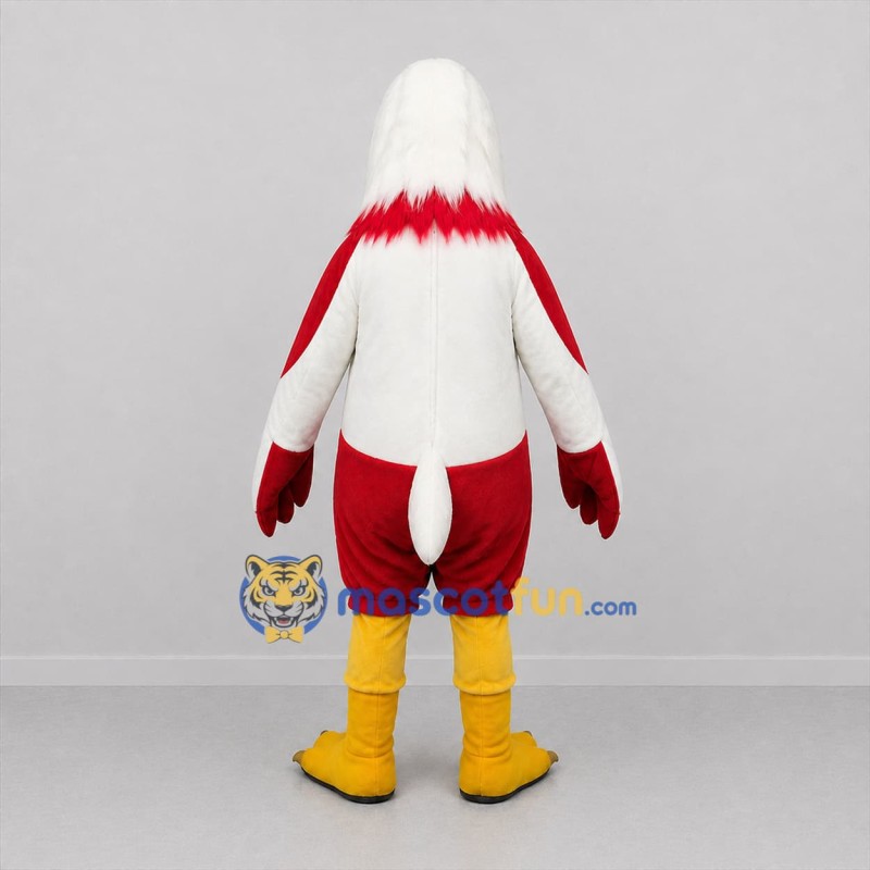Custom White and Red Eagle Mascot Costume Adult Full Body Suit for Sports Events