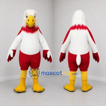 Custom White and Red Eagle Mascot Costume Adult Full Body Suit for Sports Events