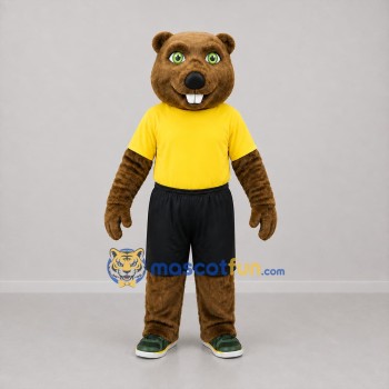 Custom Brown and Yellow Beaver Mascot Costume Adult Full Body Suit for Nature Events