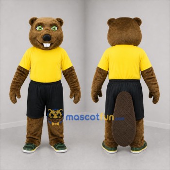 Custom Brown and Yellow Beaver Mascot Costume Adult Full Body Suit for Nature Events