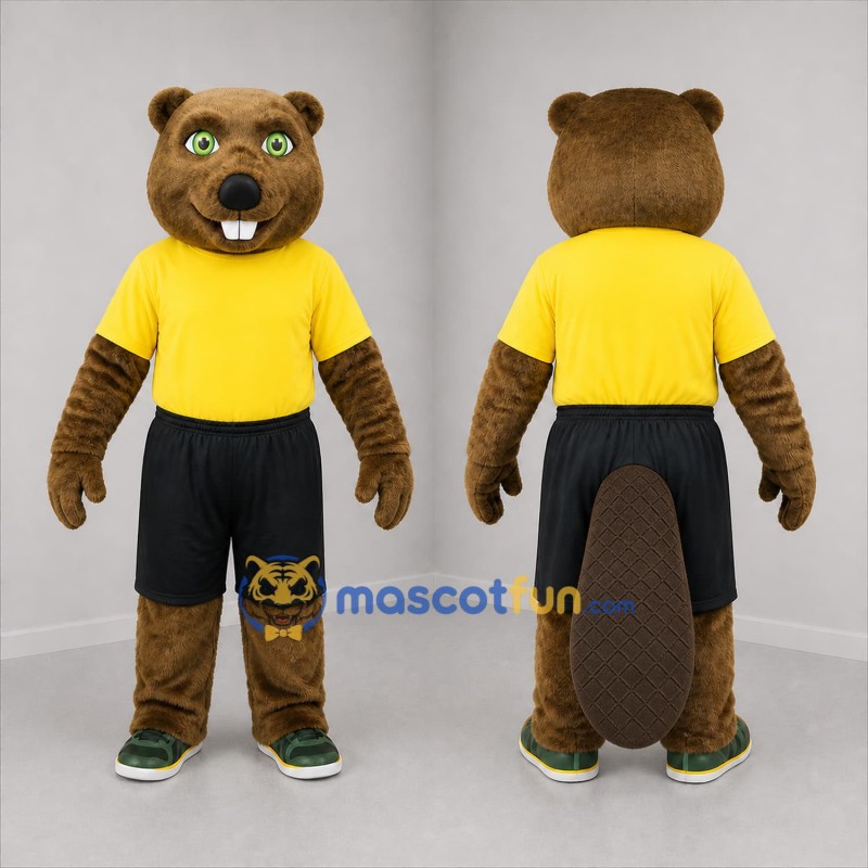 Custom Brown and Yellow Beaver Mascot Costume Adult Full Body Suit for Nature Events
