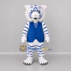 Custom White and Blue Tiger Mascot Costume Adult Full Body Suit for Wildlife Events