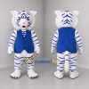Custom White and Blue Tiger Mascot Costume Adult Full Body Suit for Wildlife Events