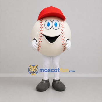 Custom White and Red Baseball Mascot Costume Adult Full Body Suit for Baseball Games