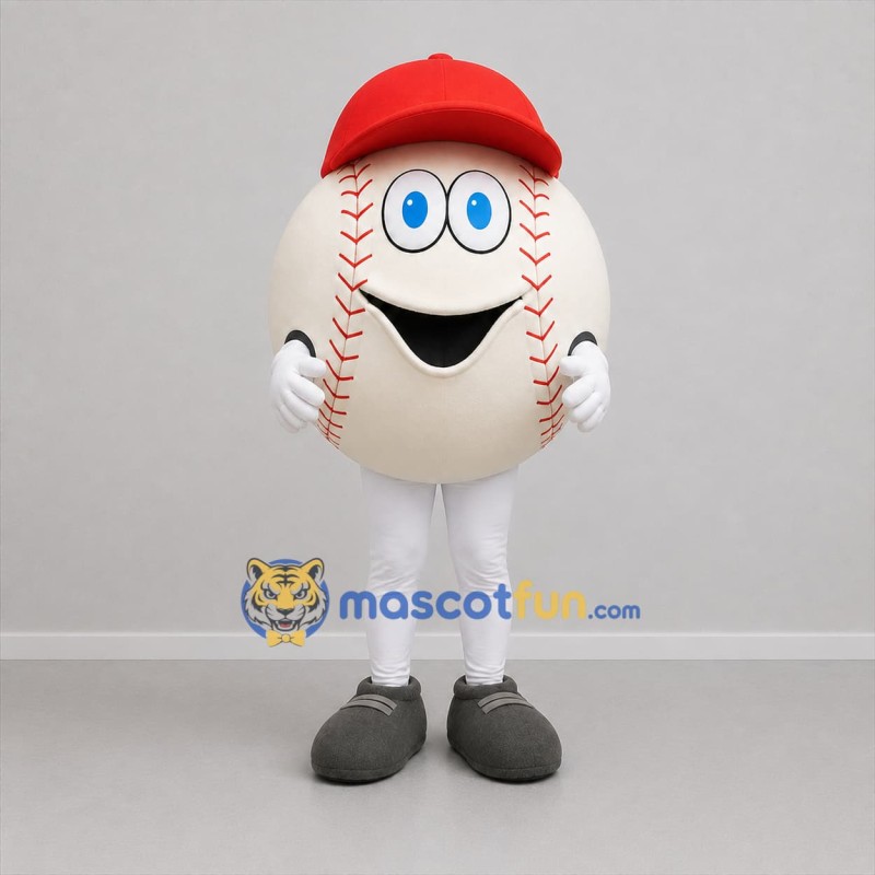 Custom White and Red Baseball Mascot Costume Adult Full Body Suit for Baseball Games