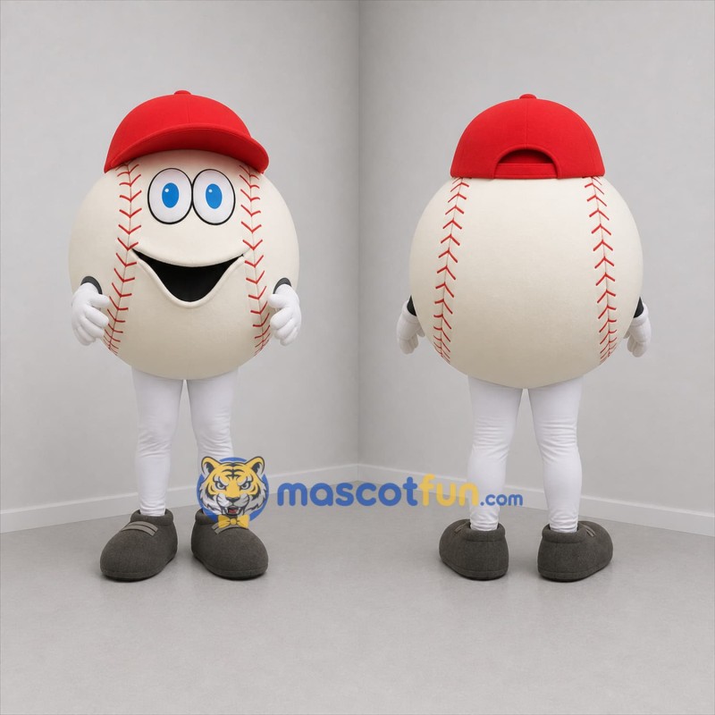 Custom White and Red Baseball Mascot Costume Adult Full Body Suit for Baseball Games