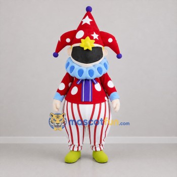 Custom Red and White Jester Mascot Costume Adult Full Body Suit for Carnival Events