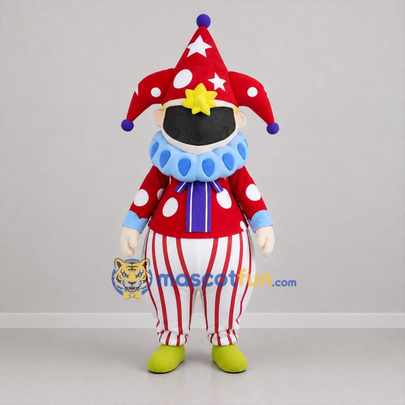 Custom Red and White Jester Mascot Costume Adult Full Body Suit for Carnival Events