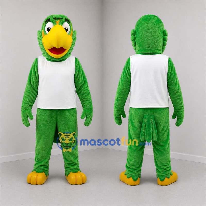 Custom Green and Yellow Parrot Mascot Costume Adult Full Body Suit for Tropical Events