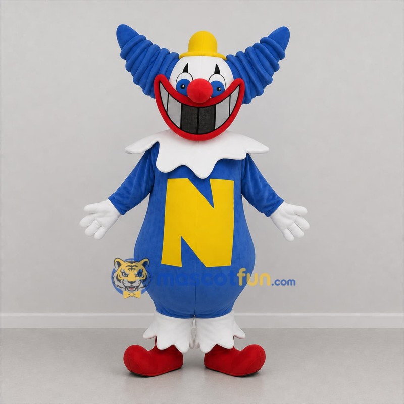 Custom Blue and Yellow Clown Mascot Costume Adult Full Body Suit for Carnival Events