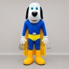 Custom Blue and Yellow Superhero Dog Mascot Costume Adult Full Body Suit for Children's Parties