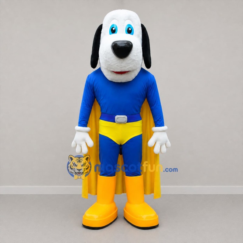 Custom Blue and Yellow Superhero Dog Mascot Costume Adult Full Body Suit for Children's Parties