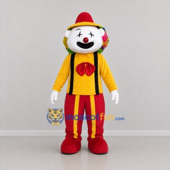 Custom Yellow and Red Clown Mascot Costume Adult Full Body Suit for Circus Events