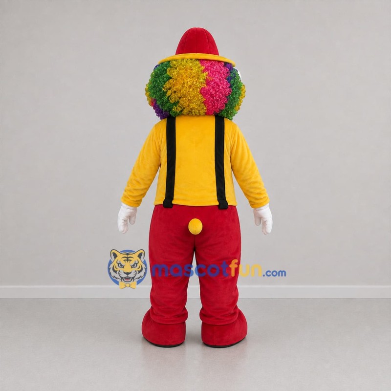 Custom Yellow and Red Clown Mascot Costume Adult Full Body Suit for Circus Events