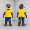 Custom Gray and Yellow Crocodile Mascot Costume Adult Full Body Suit for Sports Events