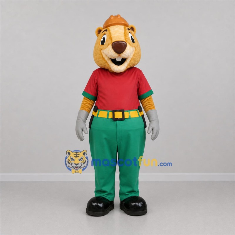 Custom Brown and Green Woodland Animal Worker Mascot Costume Adult Full Body Suit for Community Events