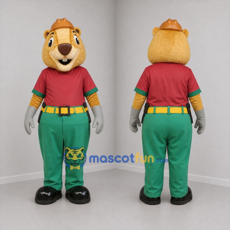 Custom Brown and Green Woodland Animal Worker Mascot Costume Adult Full Body Suit for Community Events
