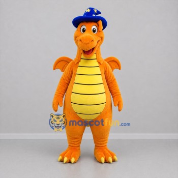 Custom Orange and Yellow Wizard Dragon Mascot Costume Adult Full Body Suit for Fantasy Events
