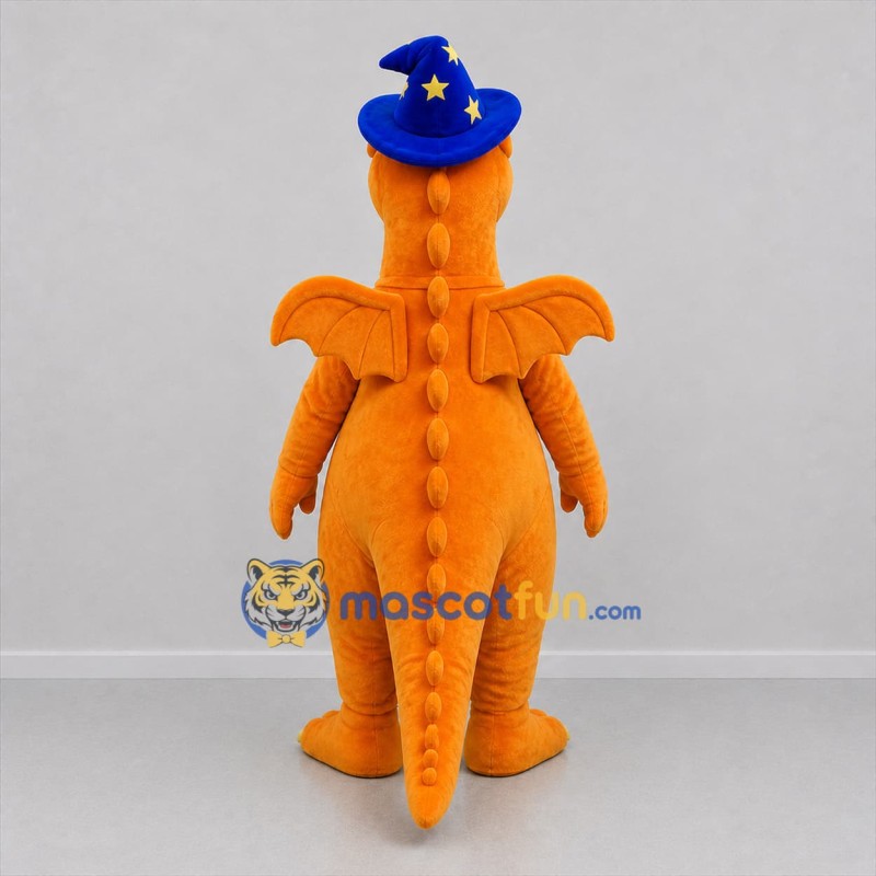 Custom Orange and Yellow Wizard Dragon Mascot Costume Adult Full Body Suit for Fantasy Events