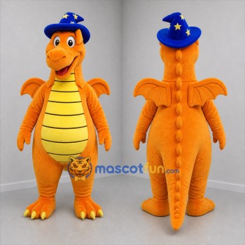 Custom Orange and Yellow Wizard Dragon Mascot Costume Adult Full Body Suit for Fantasy Events