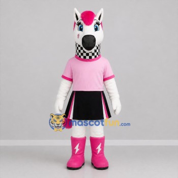 Custom White and Pink Horse Girl Mascot Costume Adult Full Body Suit for Children's Events