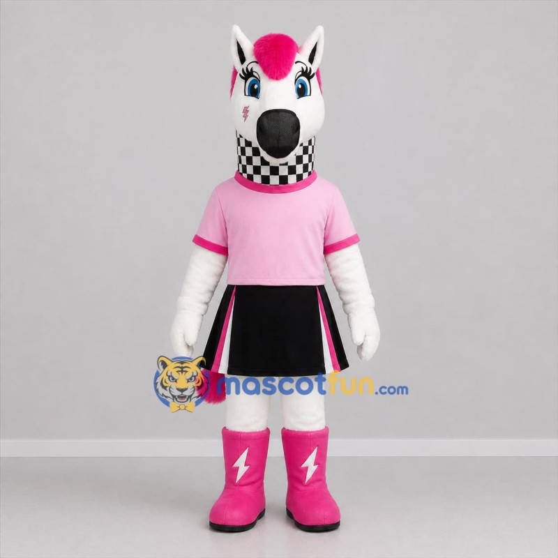 Custom White and Pink Horse Girl Mascot Costume Adult Full Body Suit for Children's Events