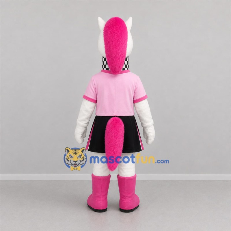 Custom White and Pink Horse Girl Mascot Costume Adult Full Body Suit for Children's Events
