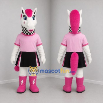 Custom White and Pink Horse Girl Mascot Costume Adult Full Body Suit for Children's Events