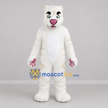 Custom White and Cream Tiger Mascot Costume Adult Full Body Suit for Wildlife Events