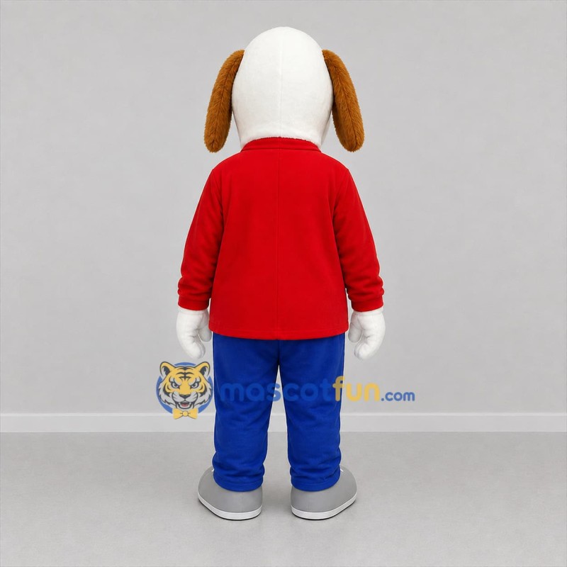 Custom White and Red Dog Mascot Costume Adult Full Body Suit for Children's Events
