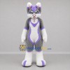 Custom Gray White and Purple Cat Mascot Costume Adult Full Body Suit for Costume Parties